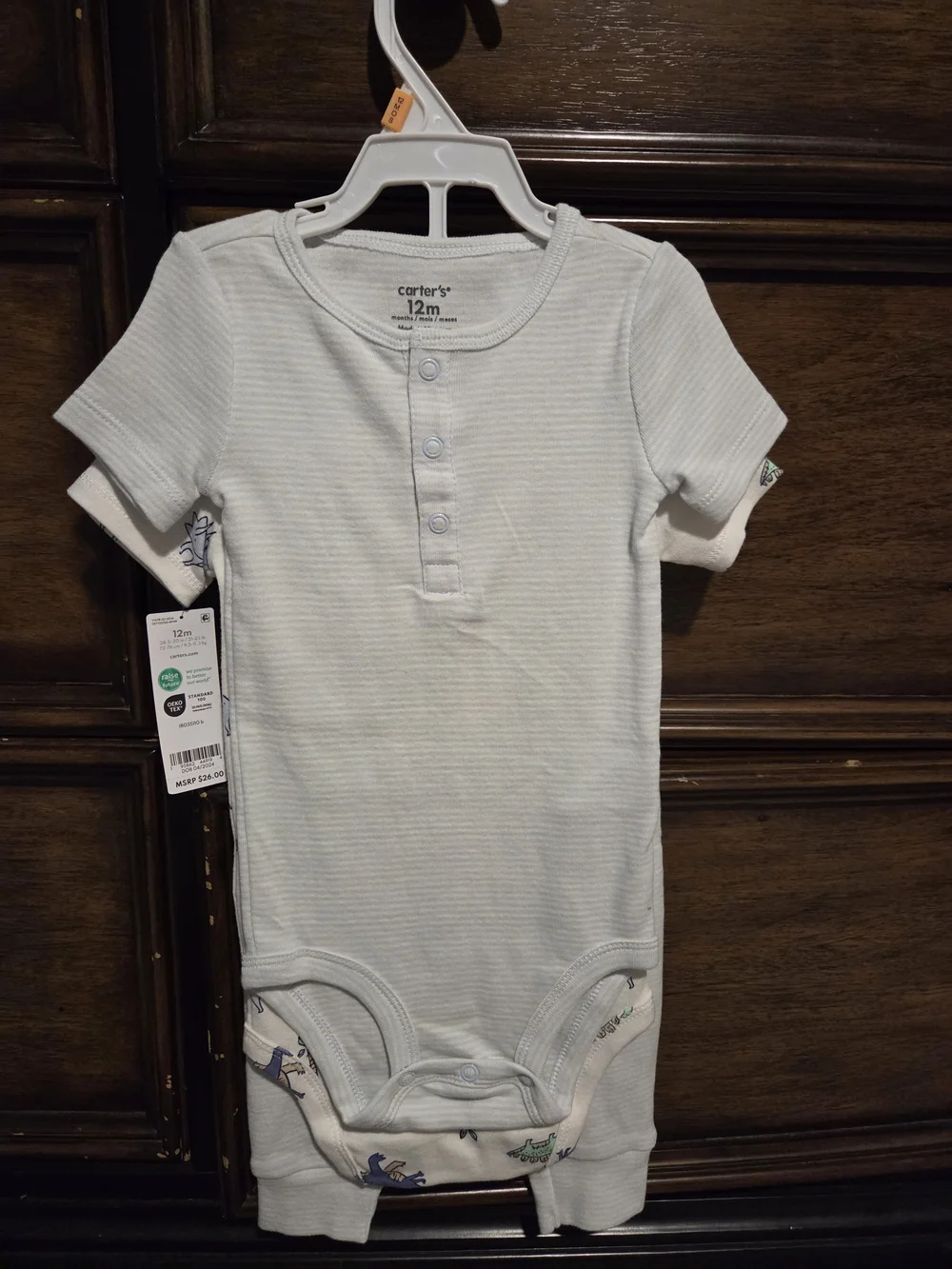 Carter's Light Blue Dinosaur One-Piece Set for Kids